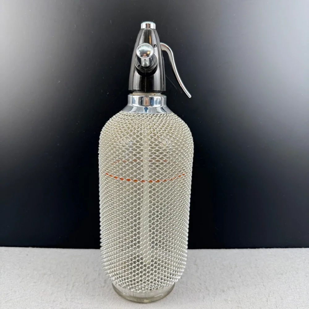 VTG Merkuria Glass Soda Siphon Wire Mesh Seltzer Bottle MCM Barware Kovo - Picture 3 of 11
